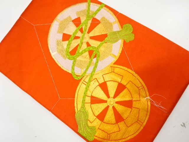 未使用品　源氏車に組紐模様織り出し　名古屋帯